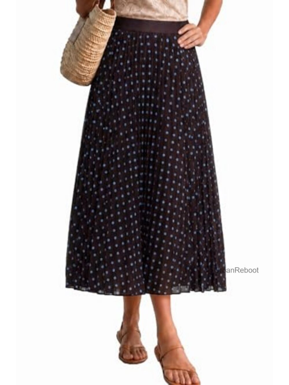 Women's Chiffon A-Line Pleated Midi Skirt Floral Party
